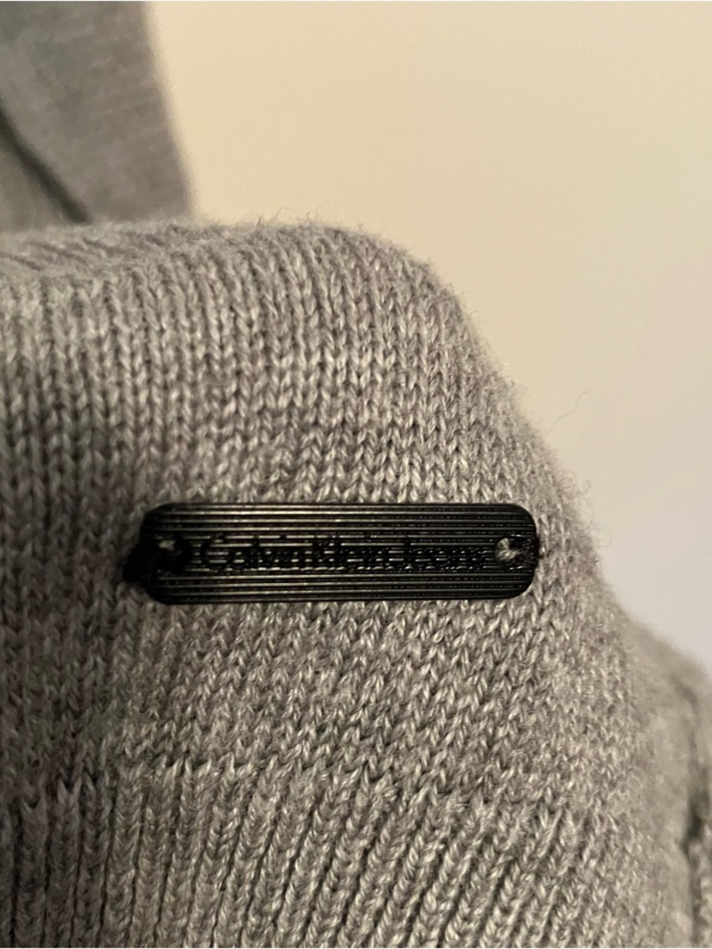 Calvin Klein Mens Waffle Weave Medium Gray Long Sleeve Crewneck Preppy Y2K - Picture 2 of 7